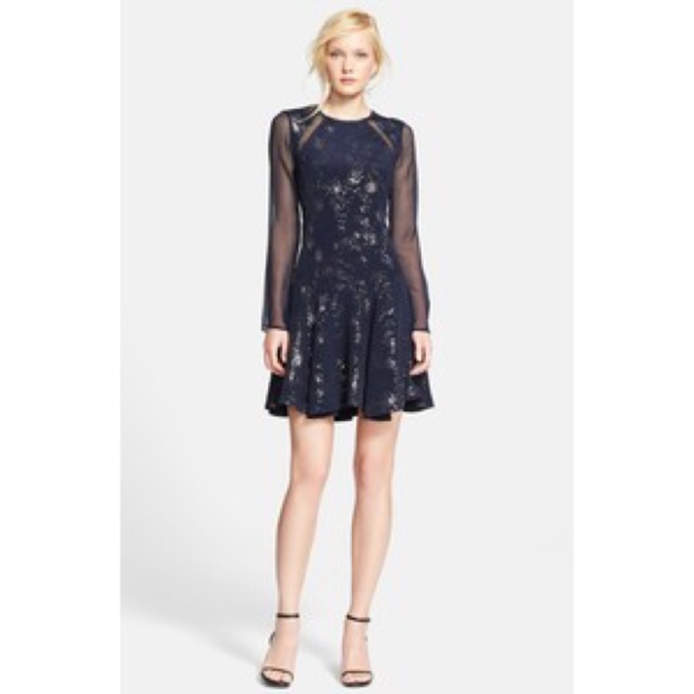 Navy with silver Rebecca Taylor Dress