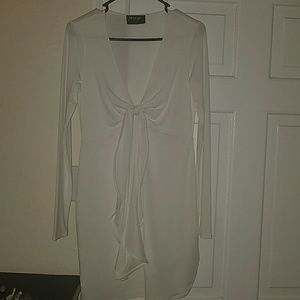 White tie front mini dress