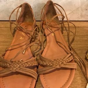 Unisa Carmel Brown sandal with suede ankle strap.