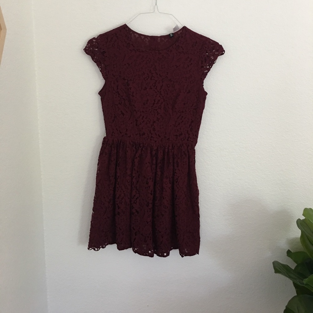 Burgundy sweet lace dress!