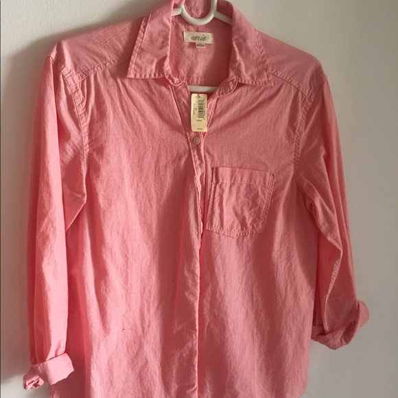 salmon button down blouse - Picture 1 of 2