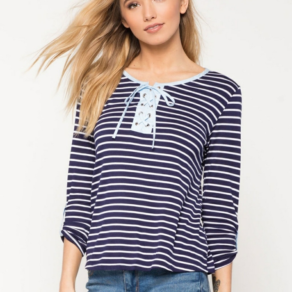 Striped casual tee.