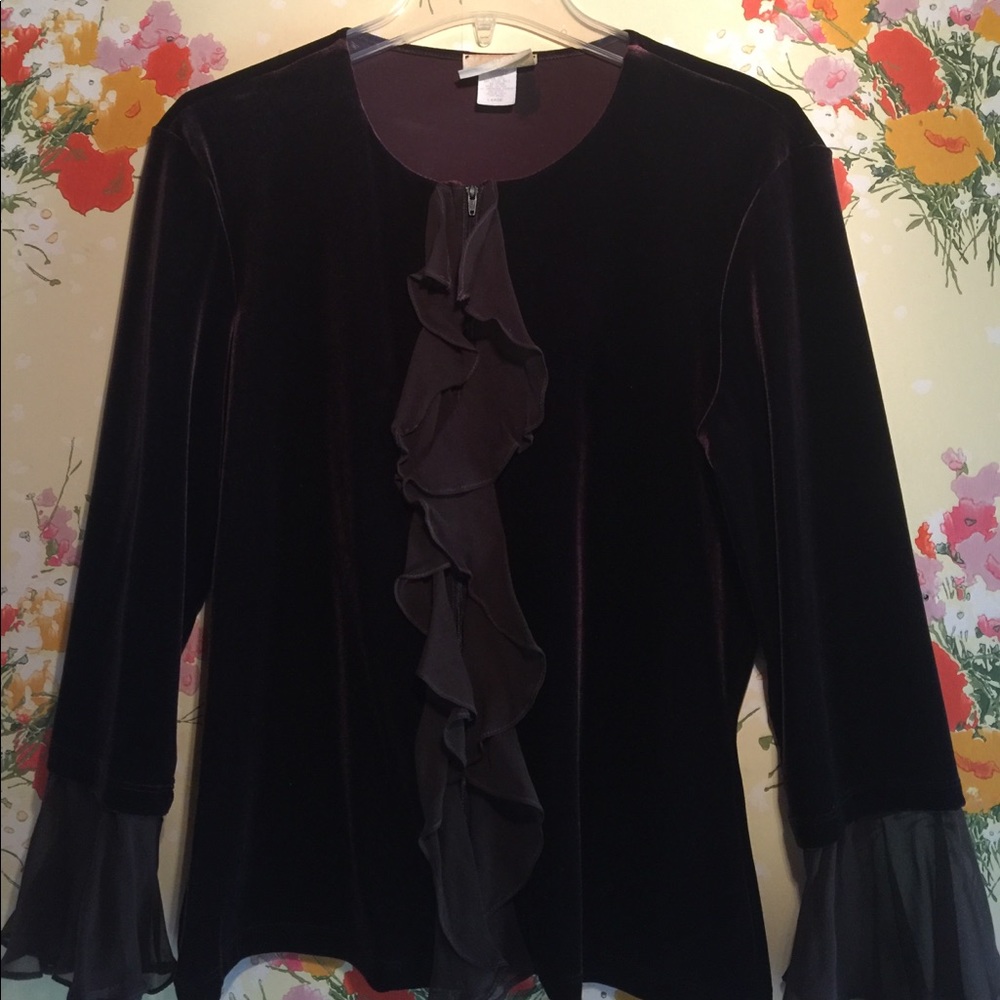 Vintage velour feminine top-Chocolate Brown