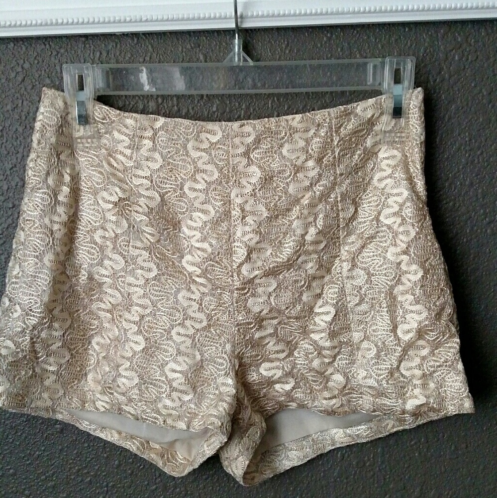 High waisted sparkly gold shorts