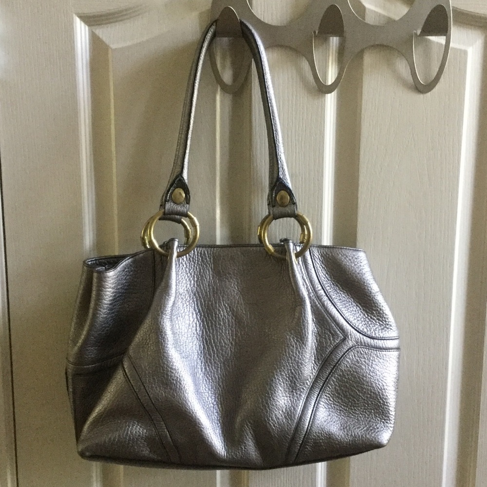 Kenneth Cole pewter leather handbag