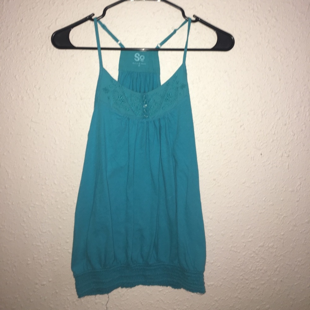 SO blue tank top