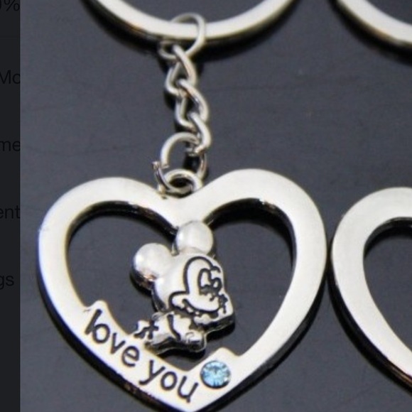 New MICKEY &MINI MOSS LOVE YOU FOREVER 2 KEYCHAIN - Picture 2 of 3