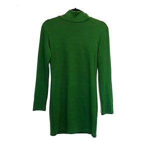 High neck green sweater dress