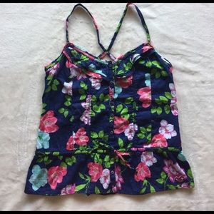 Hollister Navy Floral Button-down Tank