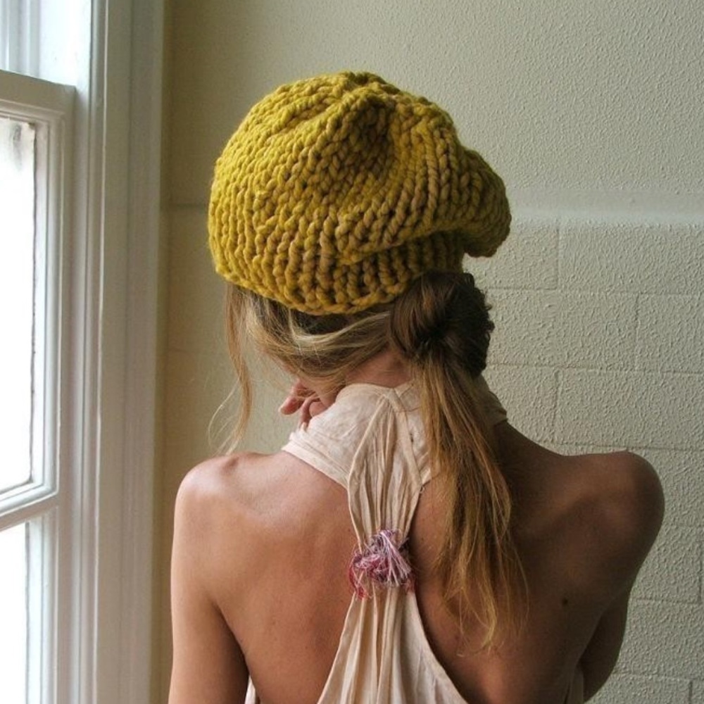 Chunky knit boho beanie made by Ilaye London.