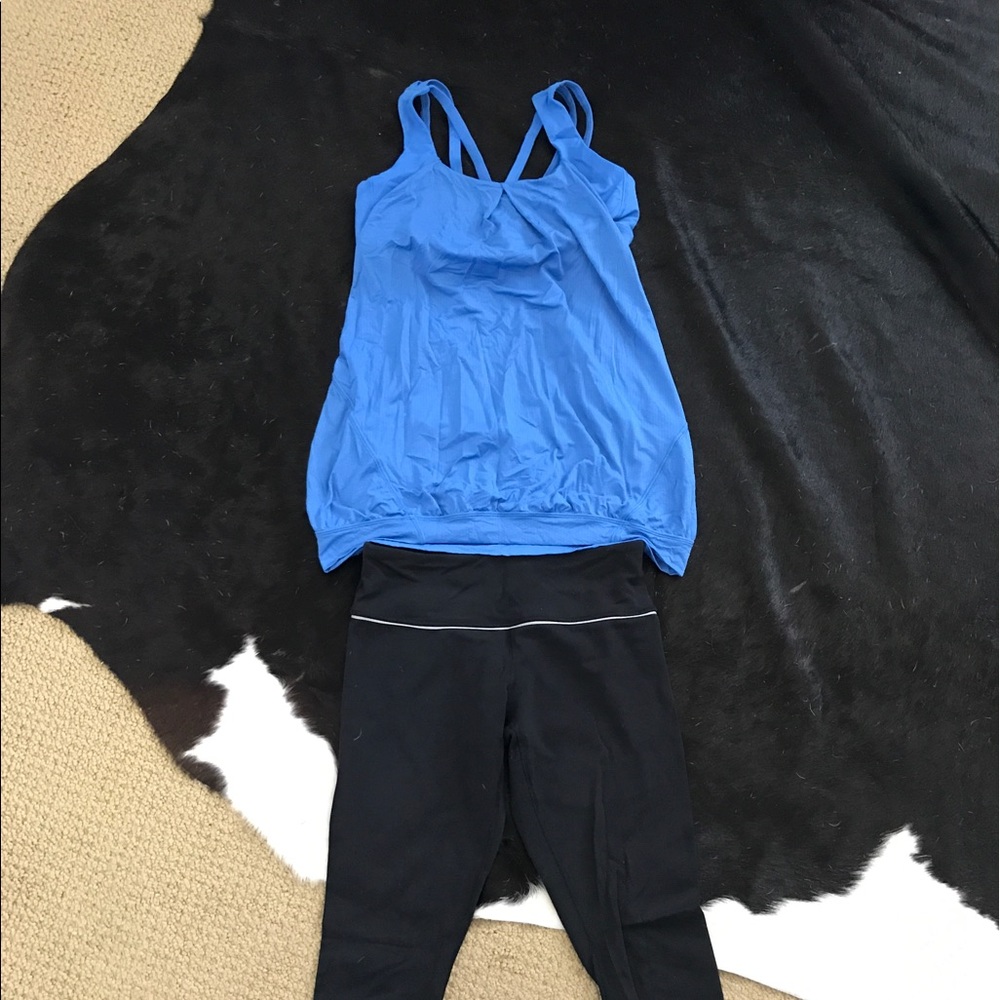 Lululemon electric blue tank with built in bra