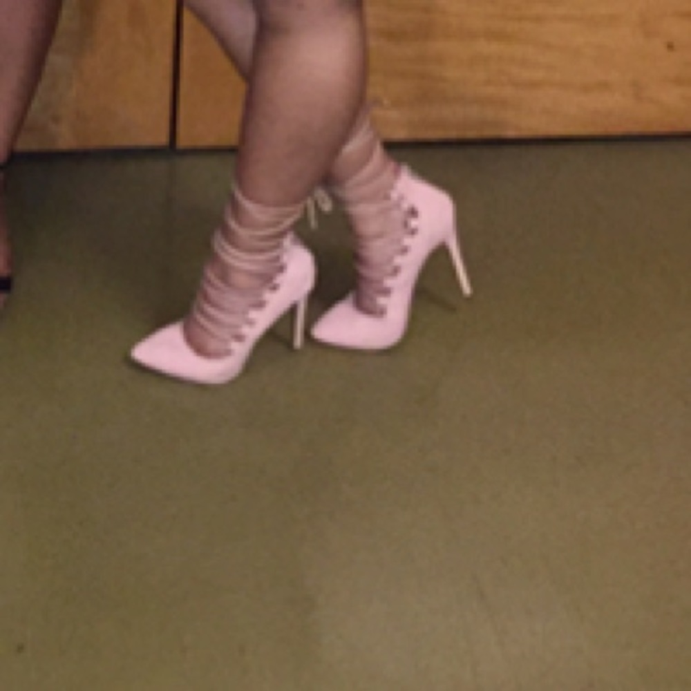Blush Lace Up Heels