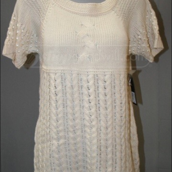 GNW Ecru Faux Pearl Embellished Sweater. - Picture 1 of 5
