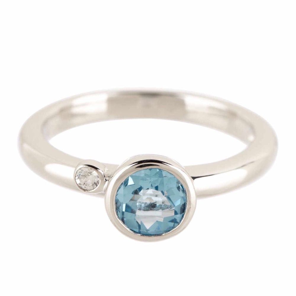 Topaz ring; Blue & White set In sterling silver.