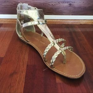 NWT Metallic Gold Strap Flat Sandals