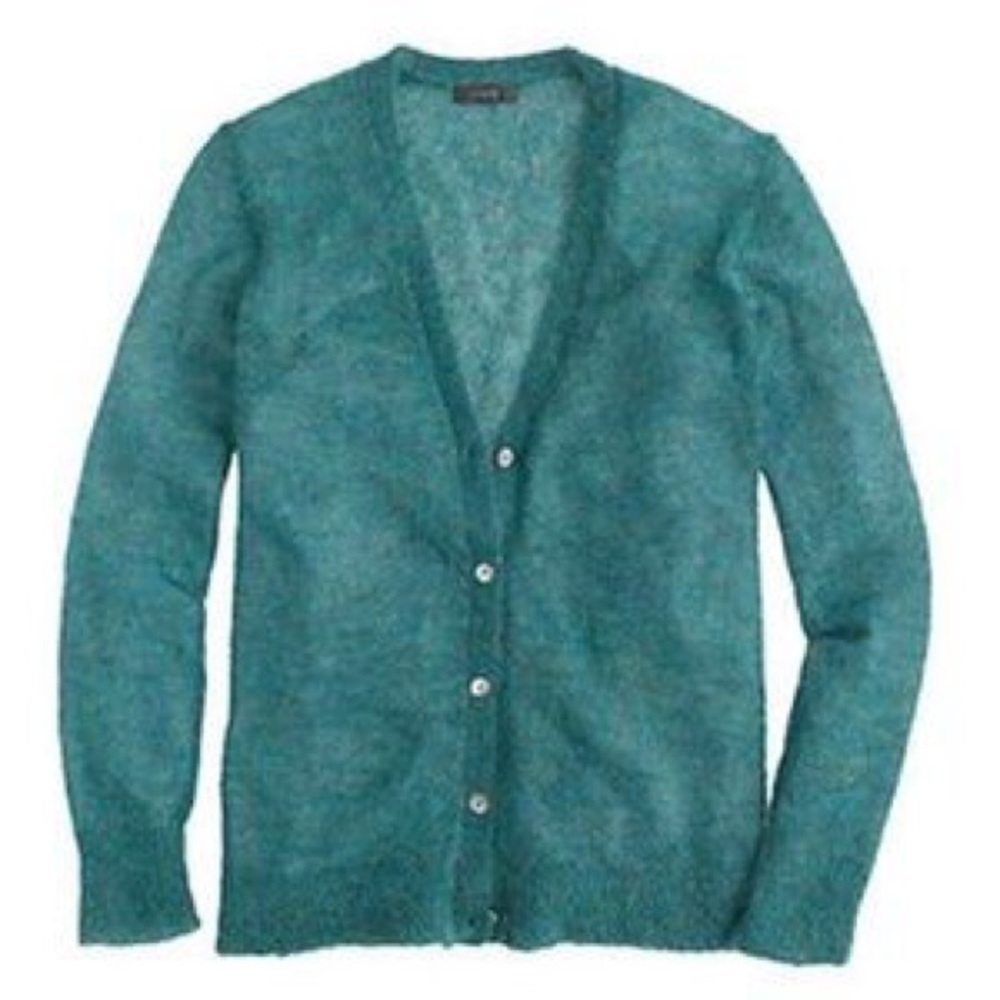 Teal Mohair J Crew Soufflé Cardigan