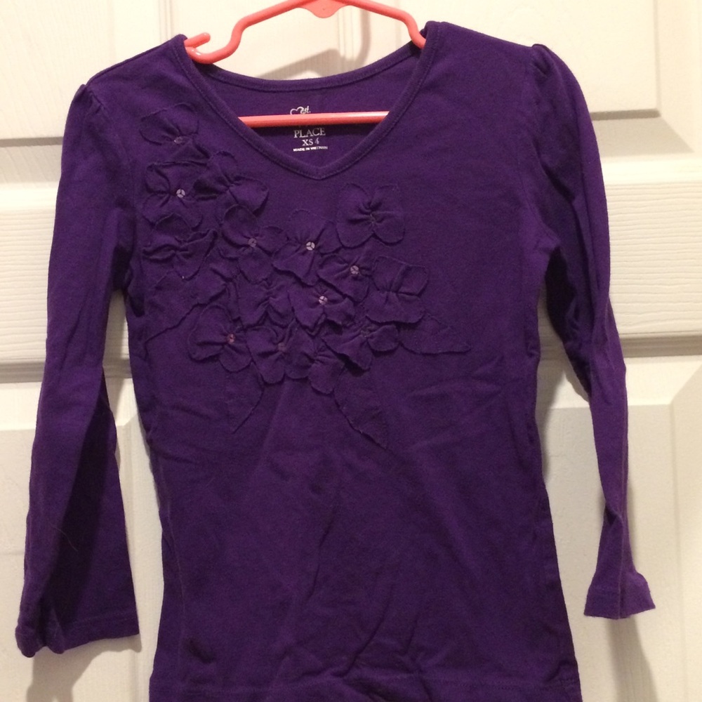 Little Girls Purple Top with Flowers