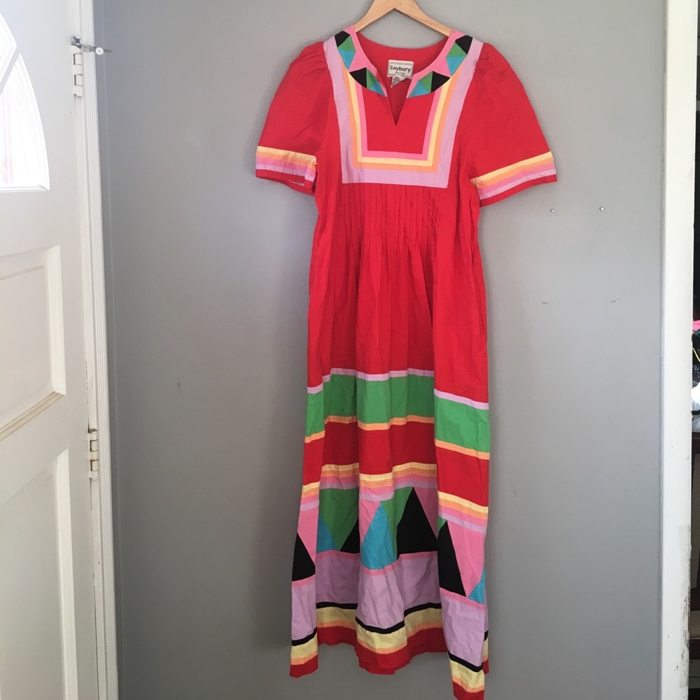 Vintage maxi Color block dress