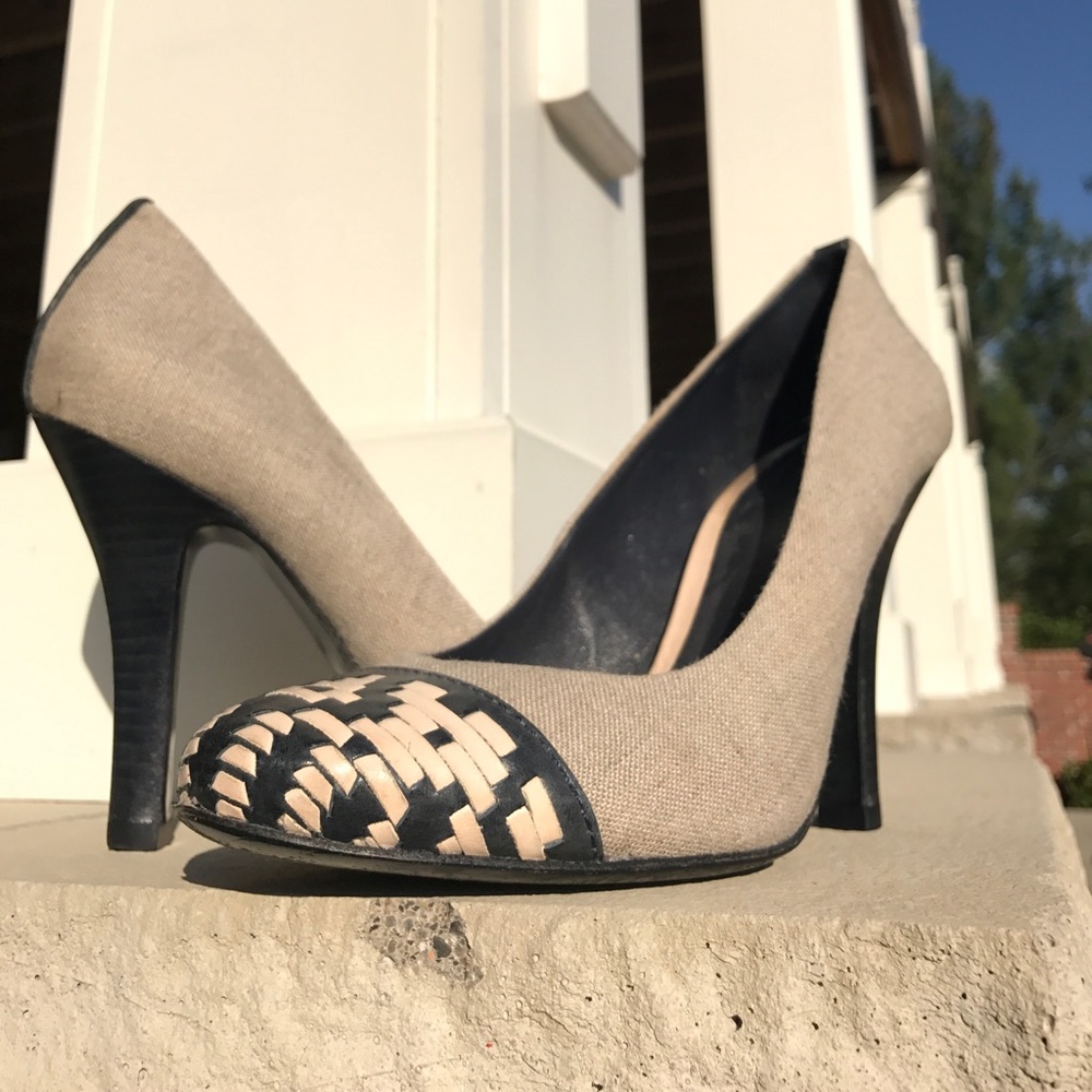 Tory Burch Canvas and Leather Three-Inch Heels