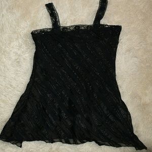 Asymmetrical Black Wet Seal Top