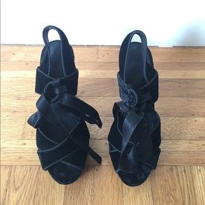 Black velvet platform high heels