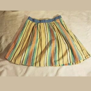 Anthropologie Odille Striped Pleated Linen Skirt