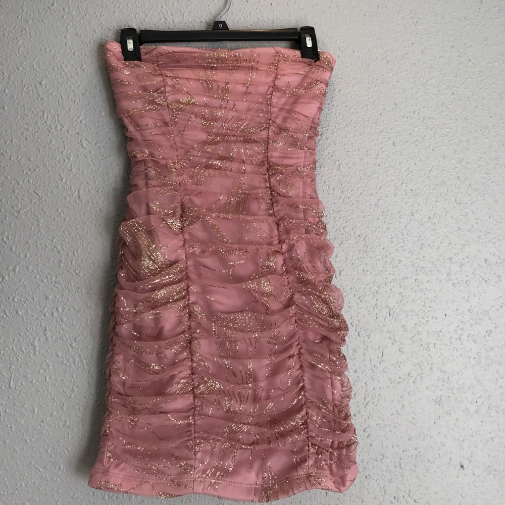 Pink mermaid glittery prom dress