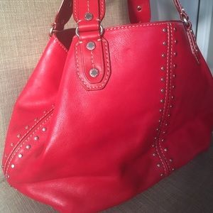 Michael Kors MD red leather hobo convertible bag