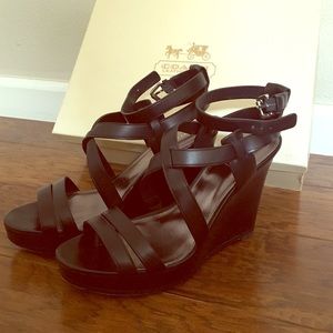 Coach Sz 9 Wedge Sandals Black