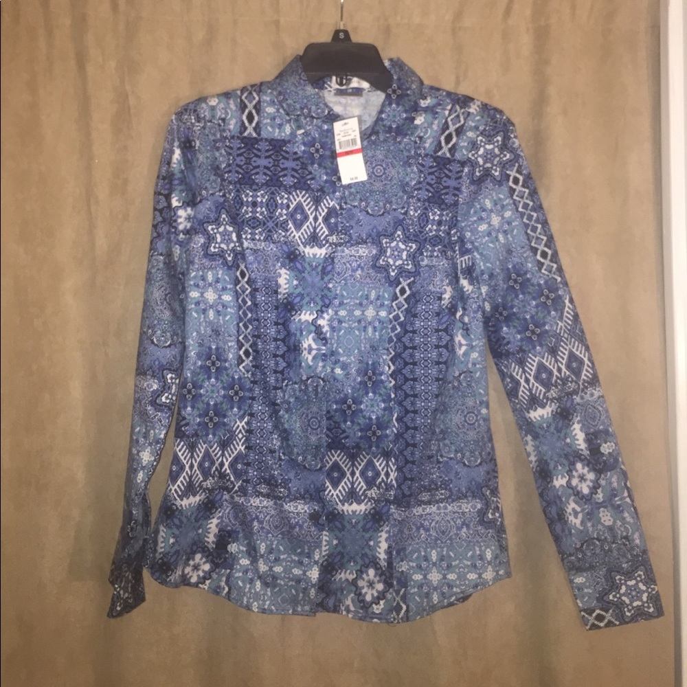 Blue & White Paisley Print Shirt