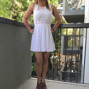 White Summer Dress with Lace Cutouts