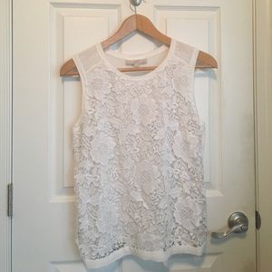 White lace front tank