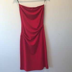 Red strapless Nicole Miller dress