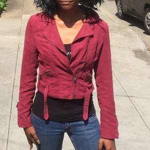 Divided by H&M burgundy suede jacket with zippers