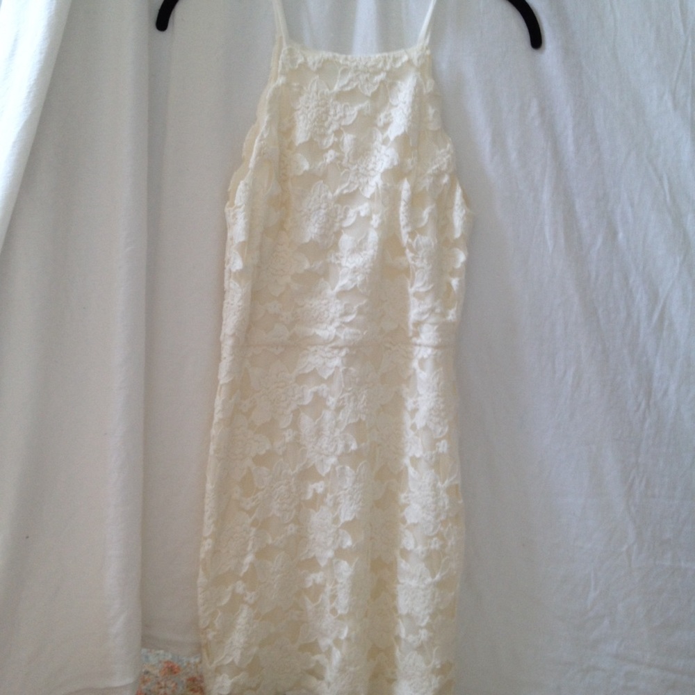 Cream lace floral Urban Outfitters bodycon dress