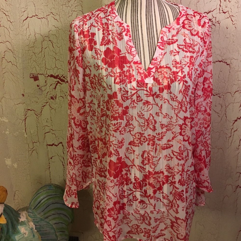 Sheer white top by Susan Graver