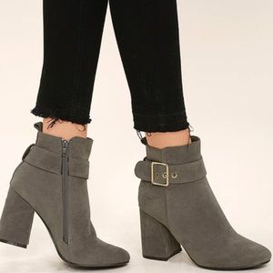 Grey suede booties