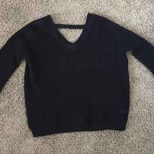 Black open back sweater