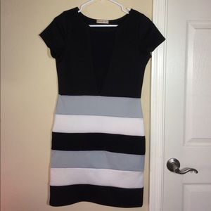 Striped dress w/ mesh chest
