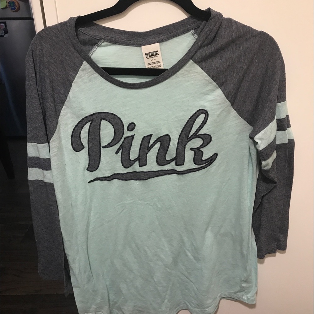Blue Victoria's Secret pink baseball top