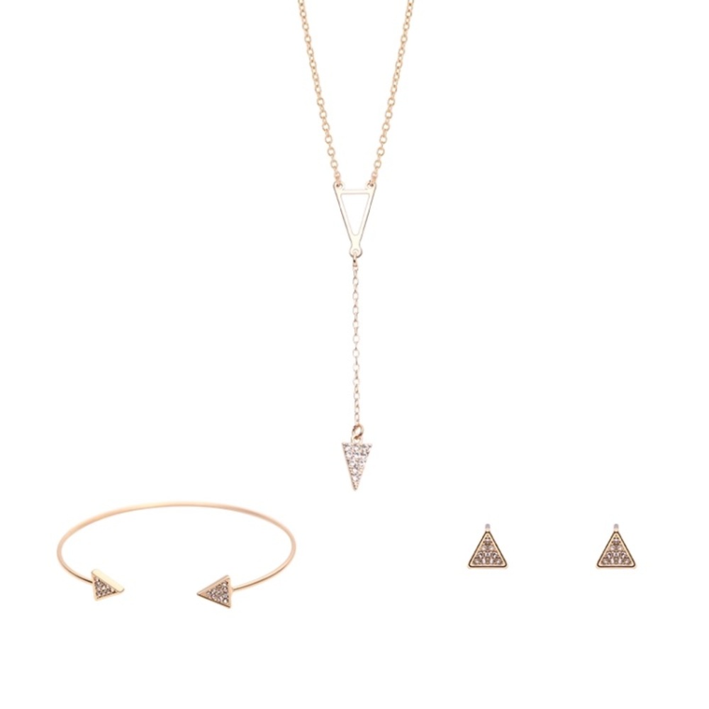 💥HP6/11🏆Minimalist Rose Gold Triangle Dainty Set