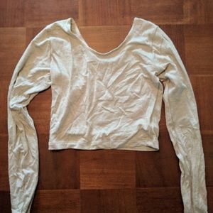 American Apparel Oatmeal Long Sleeve Crop Top
