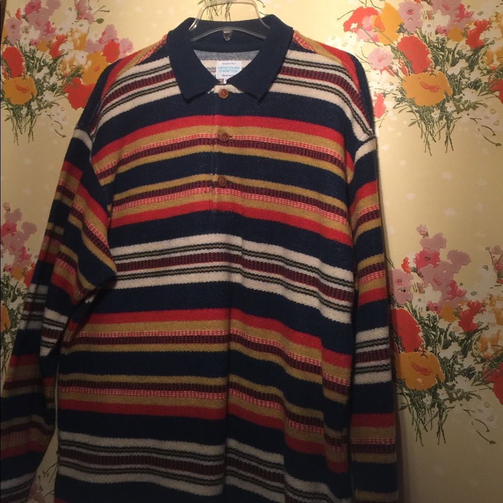 Vintage Oversized sweater Benetton-leather buttons