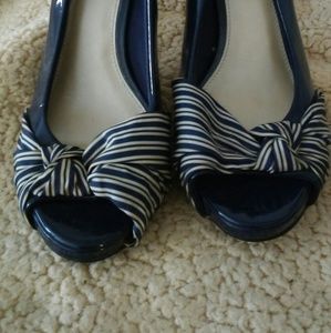 Blue Heels with White and Blue Stripes