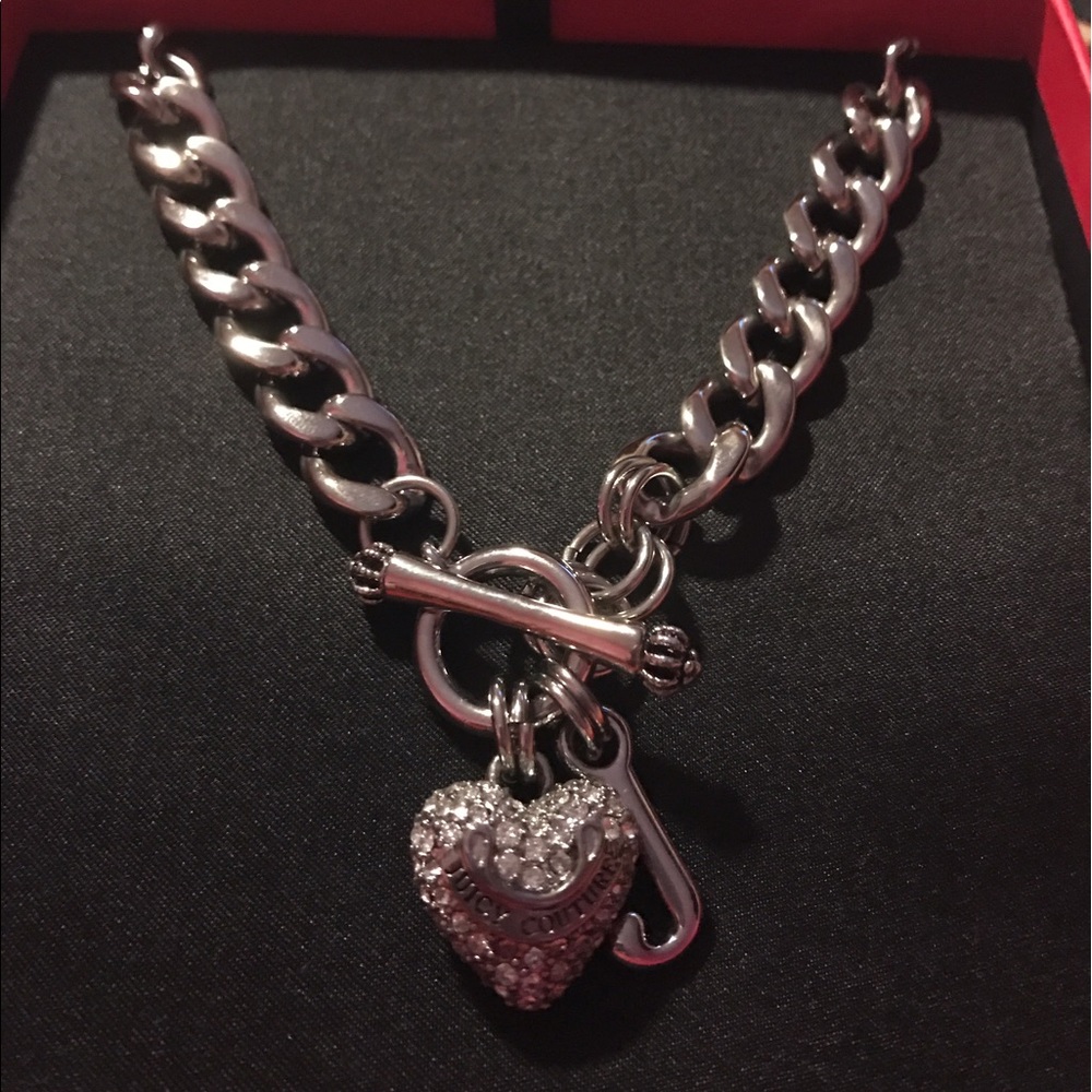 Juicy Couture Pave Banner Heart Starter Necklace