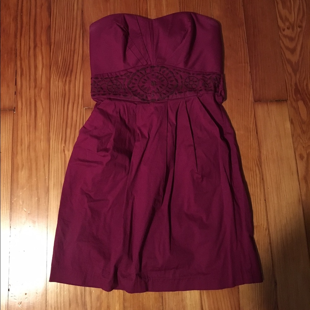 Trixxi strapless red wine dress