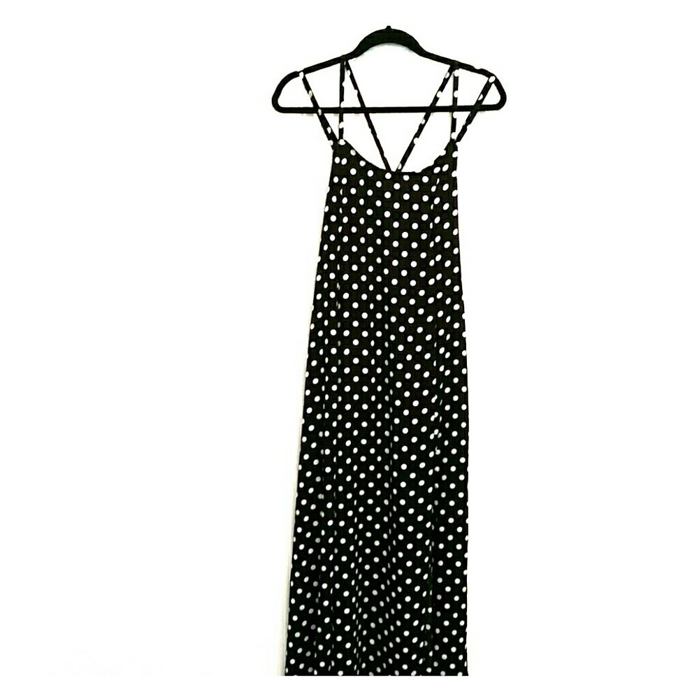 Black and white double slit maxi dress