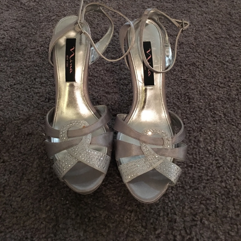 Nina Ricci silver formal heels