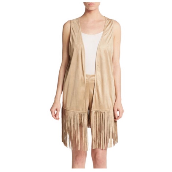 Kensie Fringed Faux Suede Vest - Picture 1 of 3