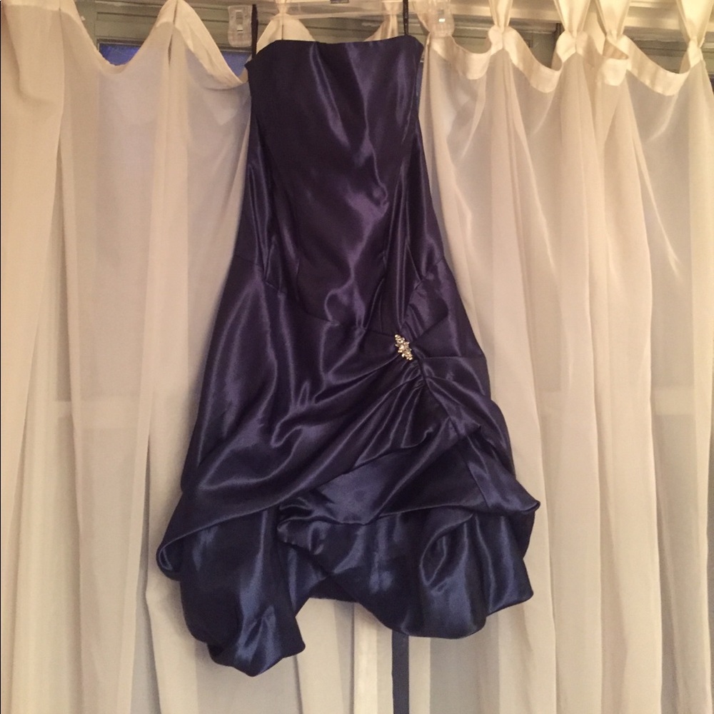 Dark Blue Short Strapless Dress